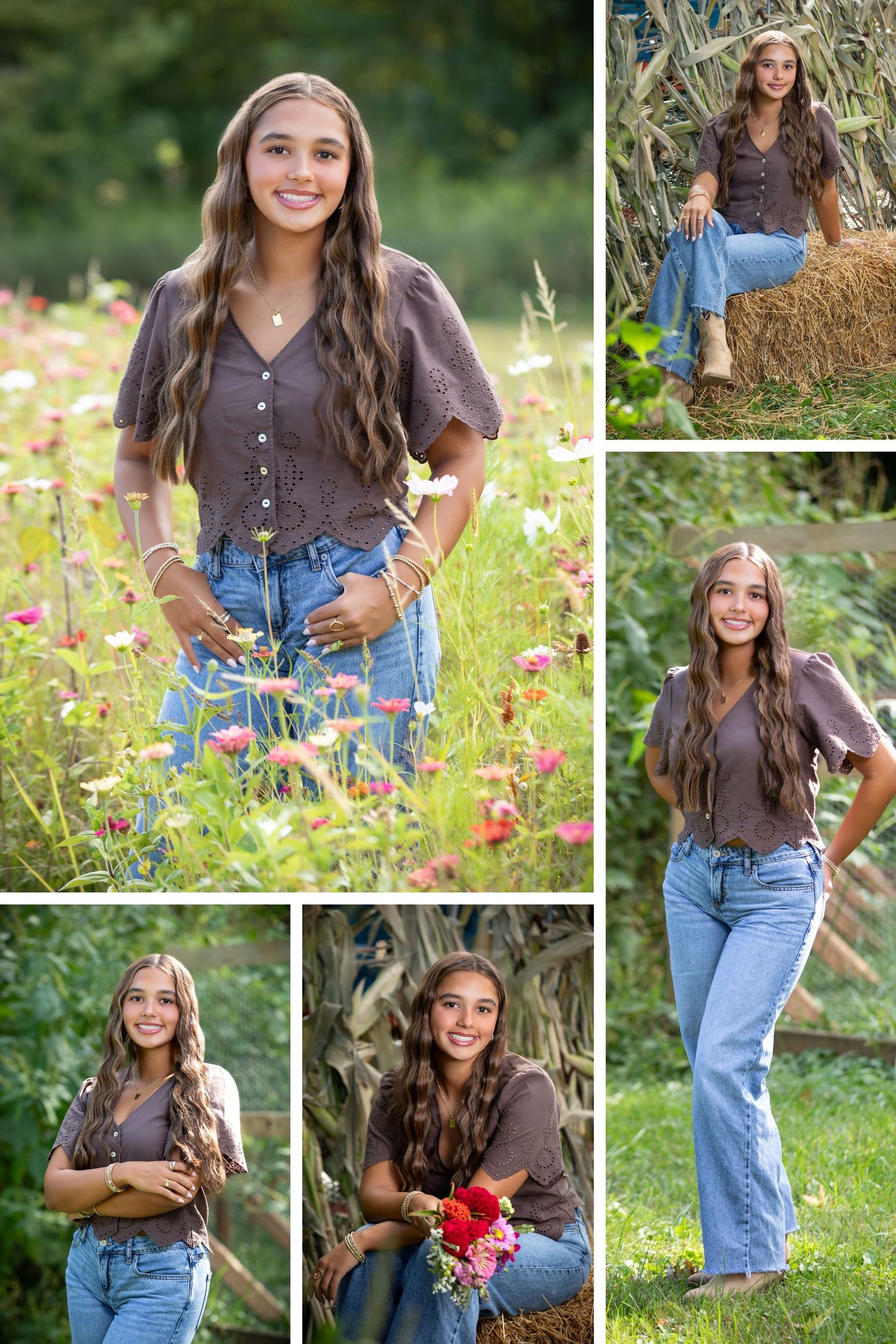 Bishop Watterson senior pictures at Mosers Farm Market. Senior pictures in a field.  Fall senior pictures. Boho senior pictures.