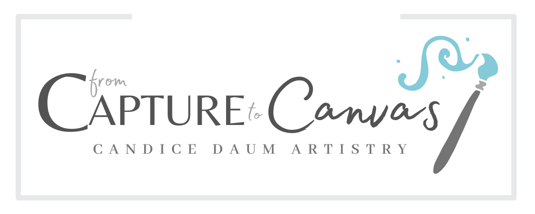Custom logo design for Capture the Canvas photography business featuring camera icon and elegant script typography.