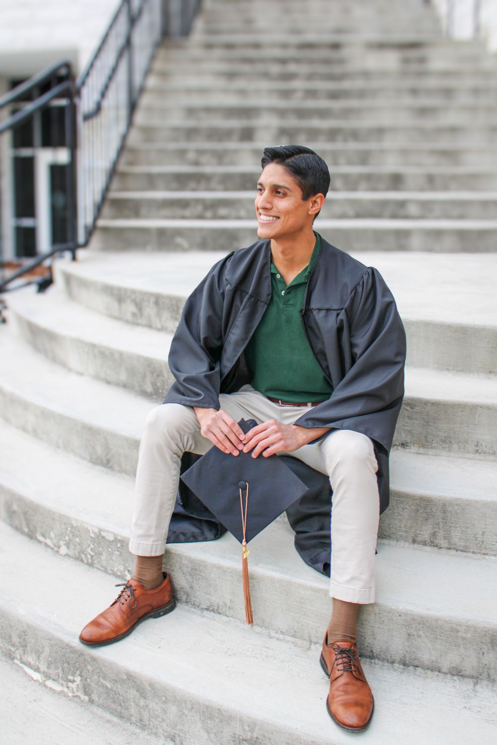 man sitting on stairs