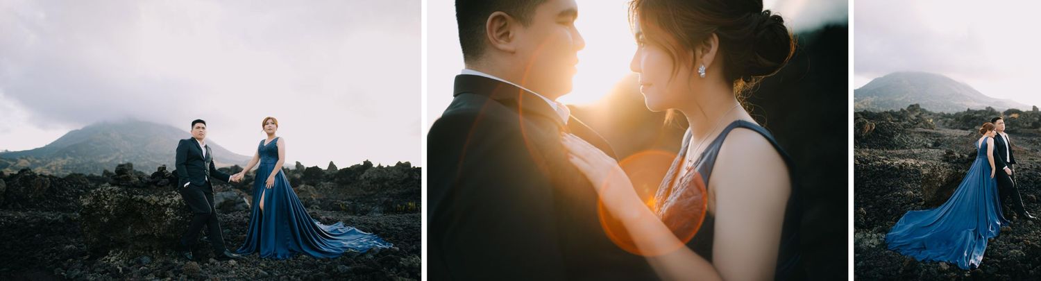Stunning pre-wedding locations in Kintamani, Bali: Black Lava, Mount Batur view