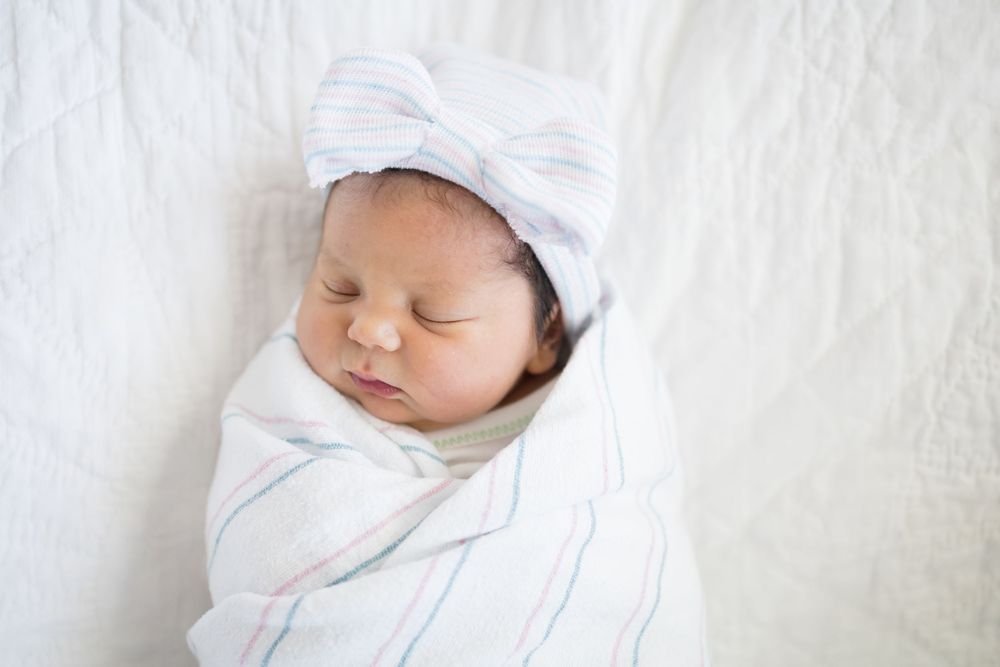 Newborn baby swaddled during her Fresh 48 session at Fort Sanders Medical Center in Knoxville.