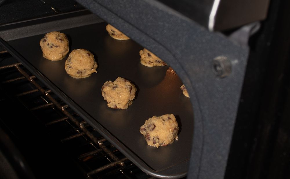 Cookies in the oven for branding photos in Strongsville.