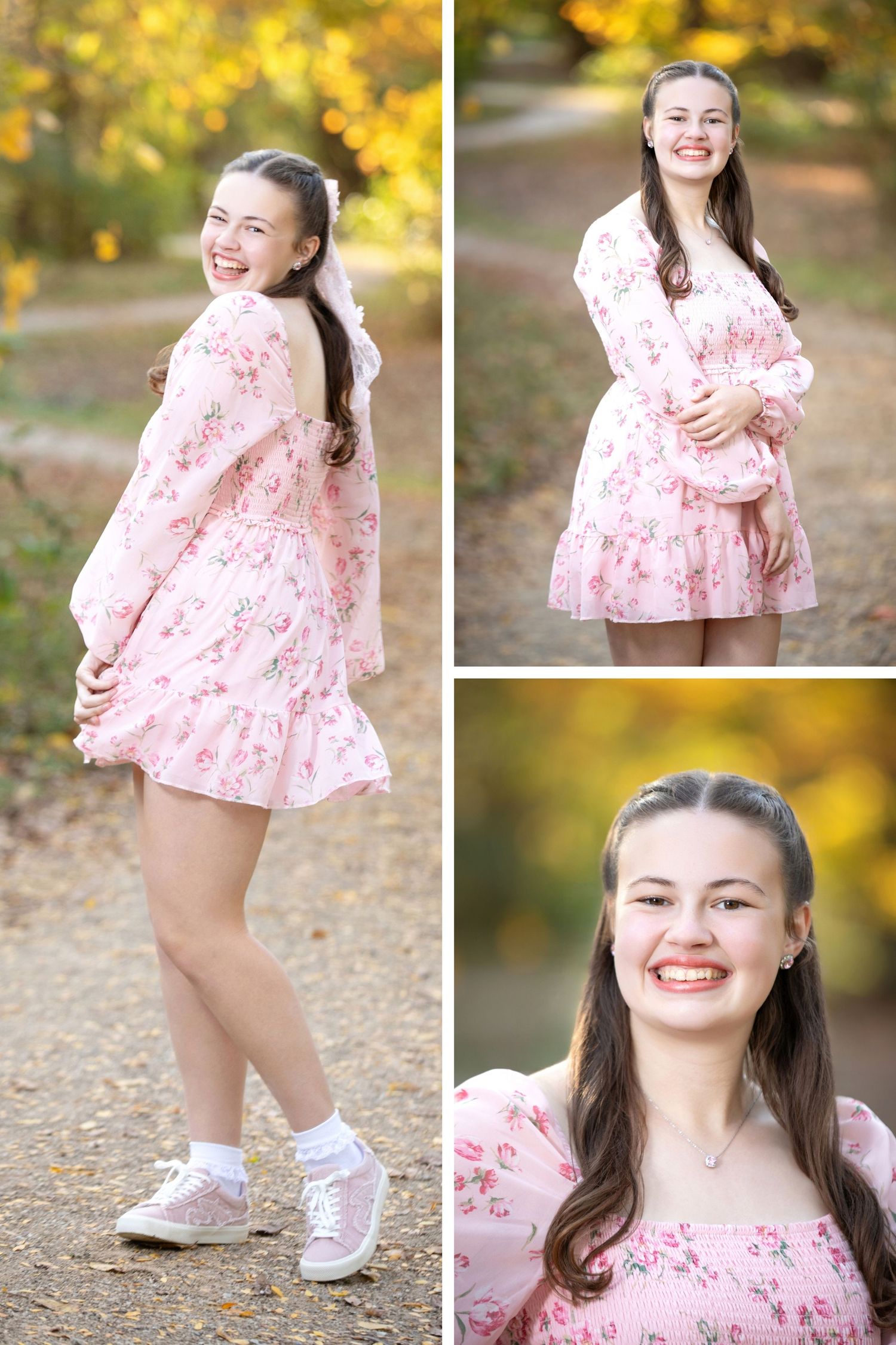 Olentangy Berlin senior photo session at Slate Run Metro Park with golden fall leaves, walking paths, and beautiful outdoor portraits.