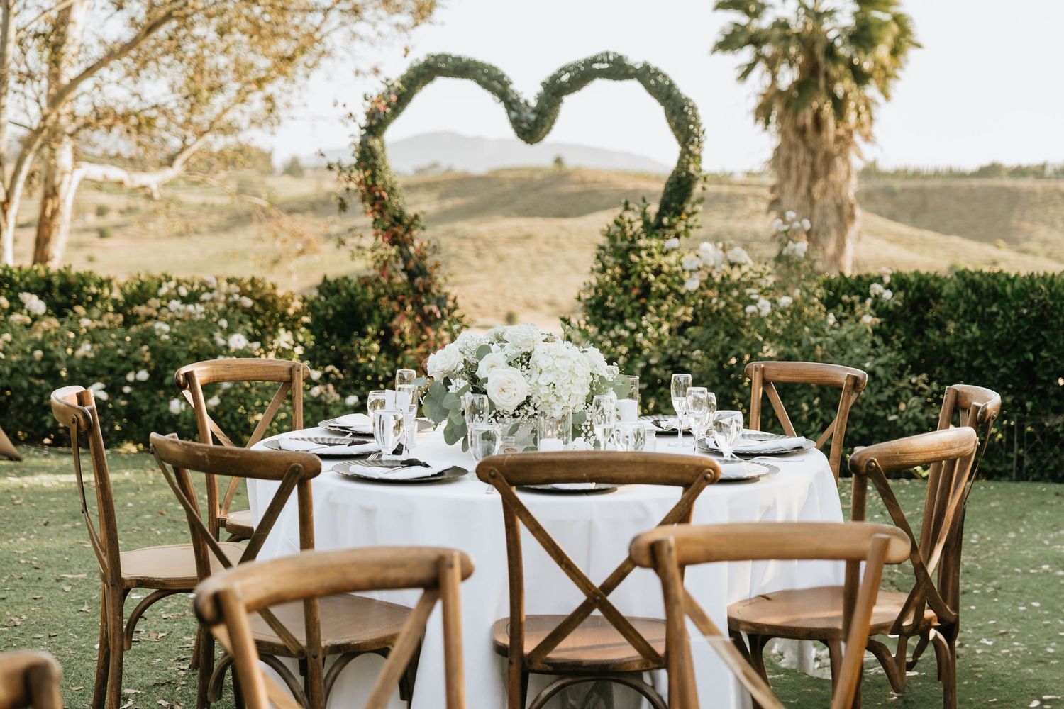 Outdoor wedding reception overlooking Temecula wine country