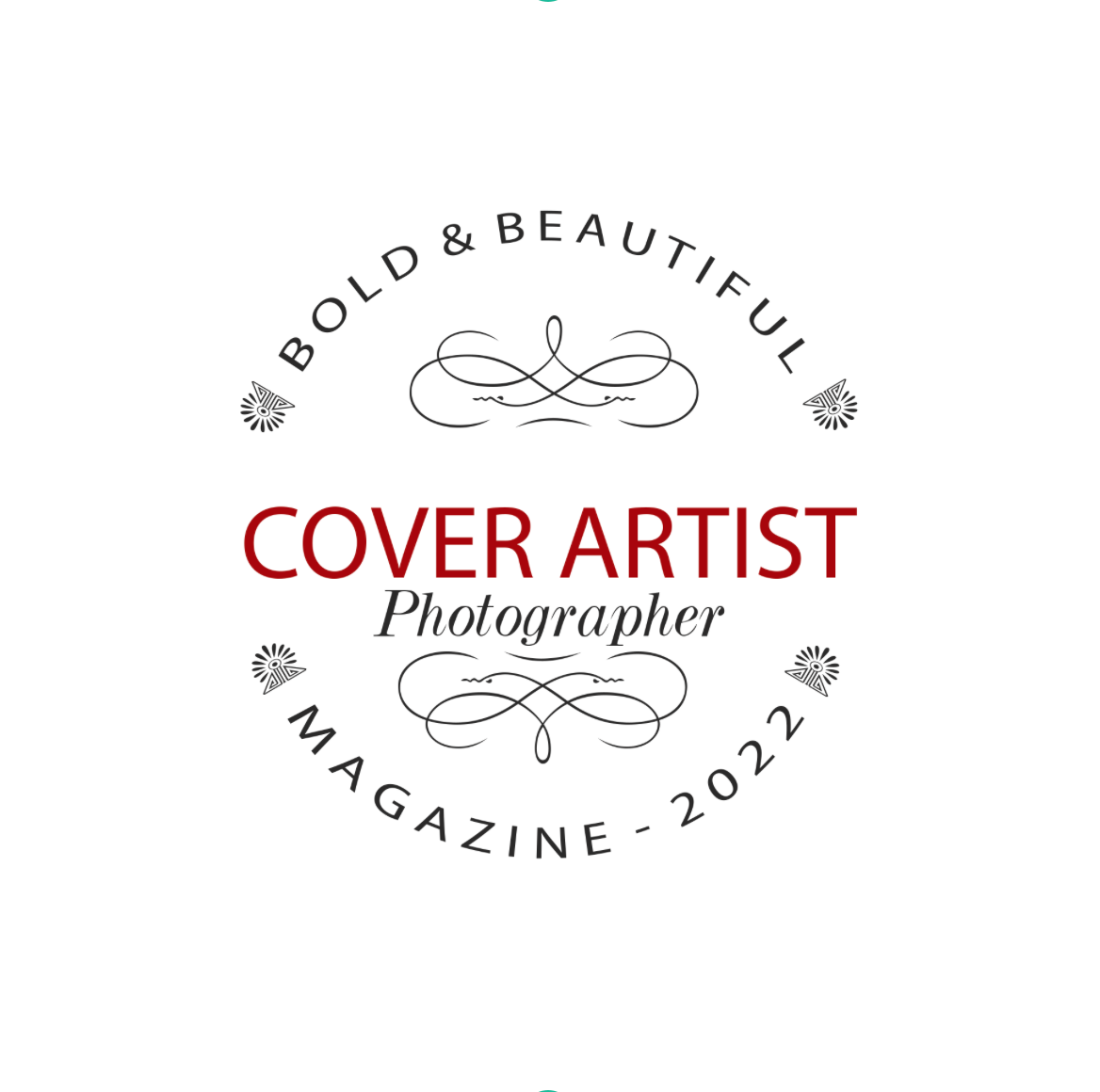 Bold & Beautiful Cover Artist Photographer Magazine 2022 circular stamp logo in red and black.
