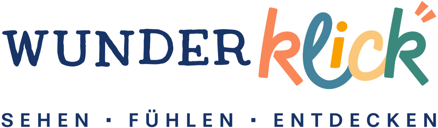 Wunderklick logo with colorful text and tagline Sehen Fühlen Entdecken on white background.
