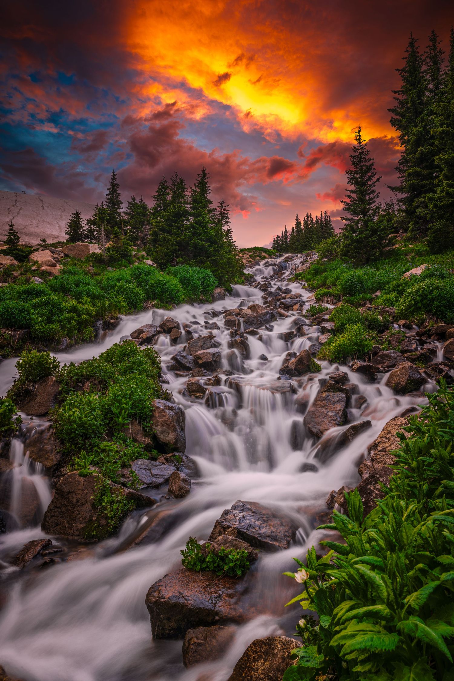 rocky mountains waterfall sunset nature landscape colorado