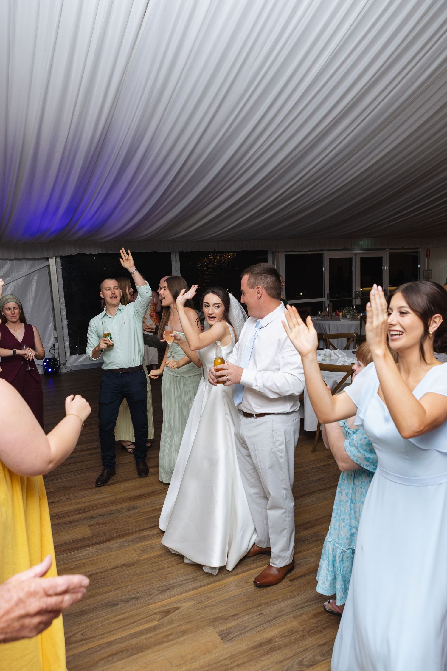 Bride and groom dancing at Two Rivers Winery Wedding in Denman