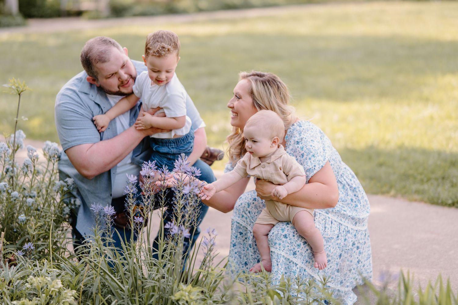 Family summer photo in flowers by K Herman Photography in Cincinnati