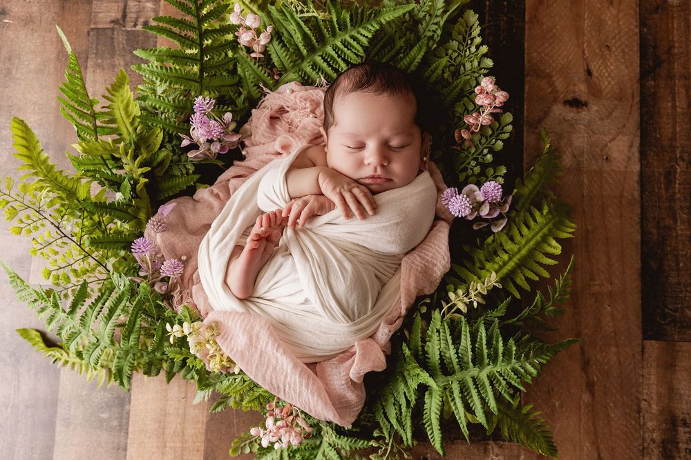 nature inspired newborn photography in north Georgia photography studio by Urso Photography