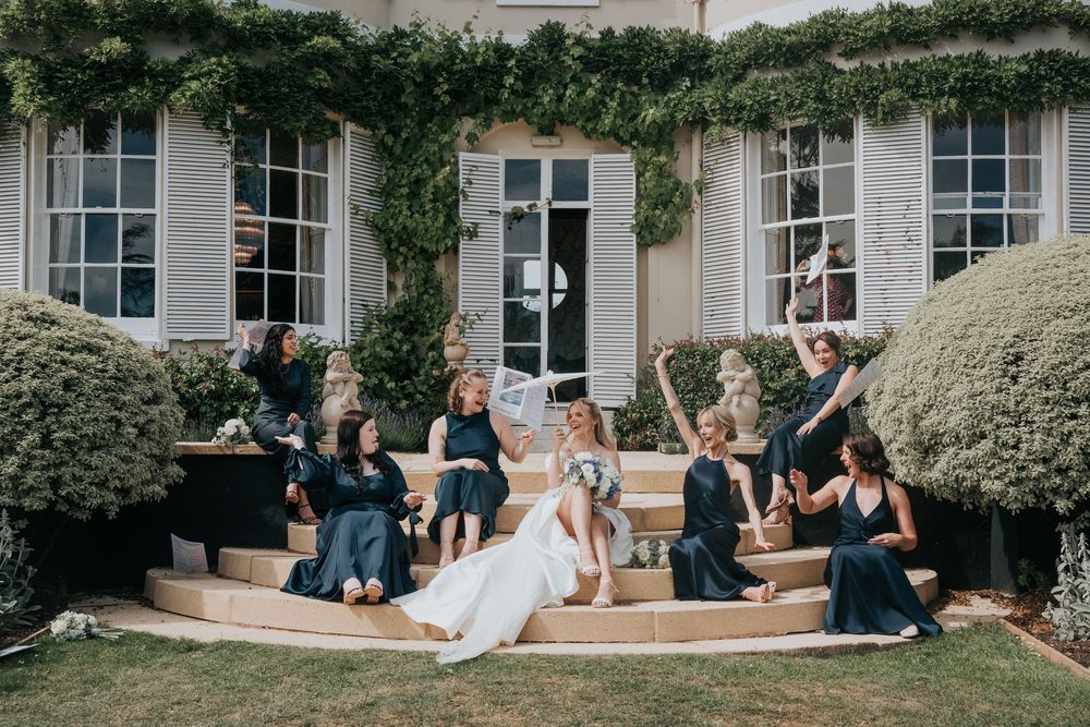Bridal party photos at Deer Park in Devon