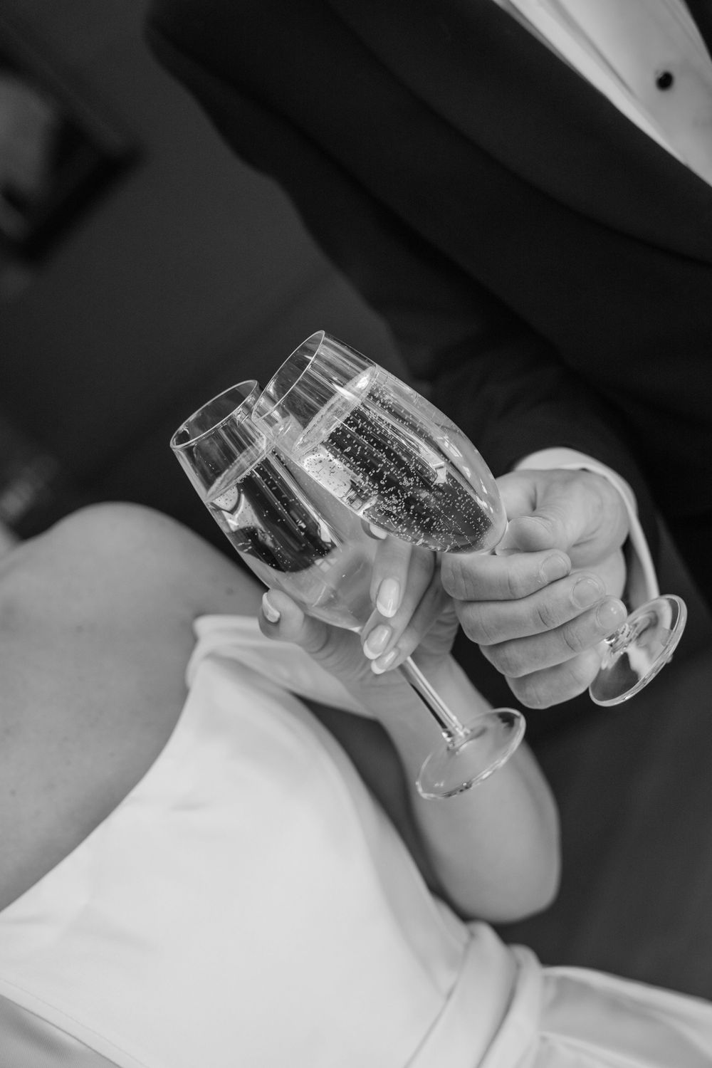 Bride and Groom enjoying champagne at Deer Park Country House in Devon