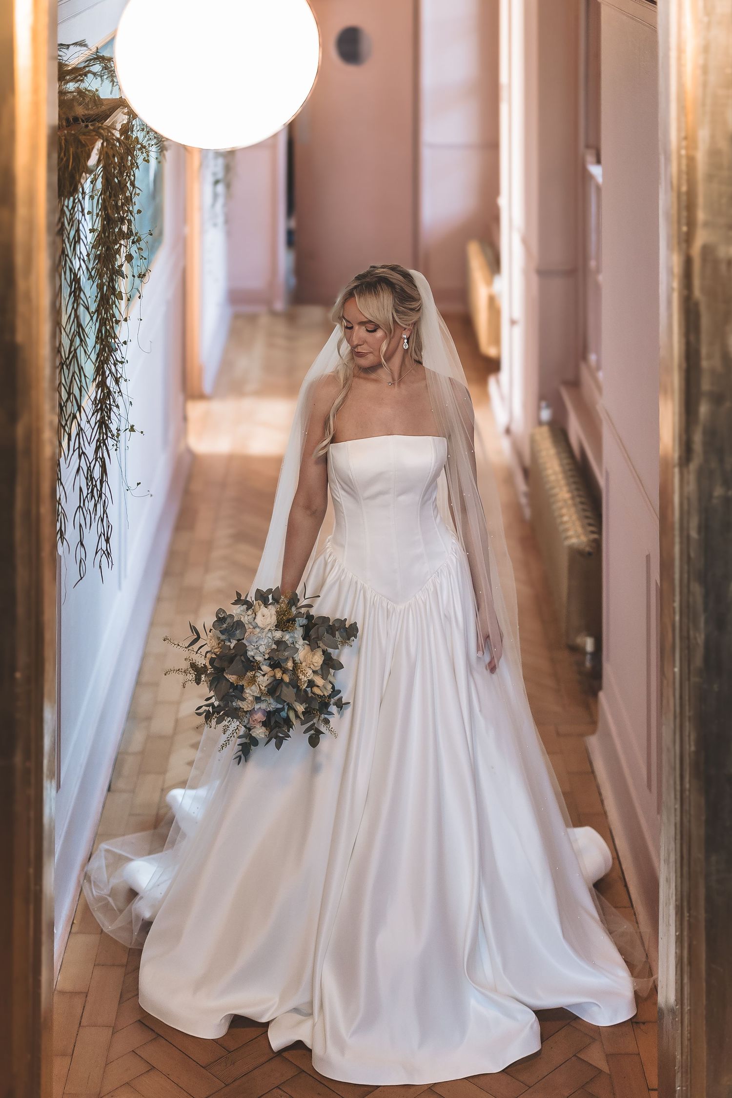 Charlotte House hallways ideal for a perfectly lit bride portrait.