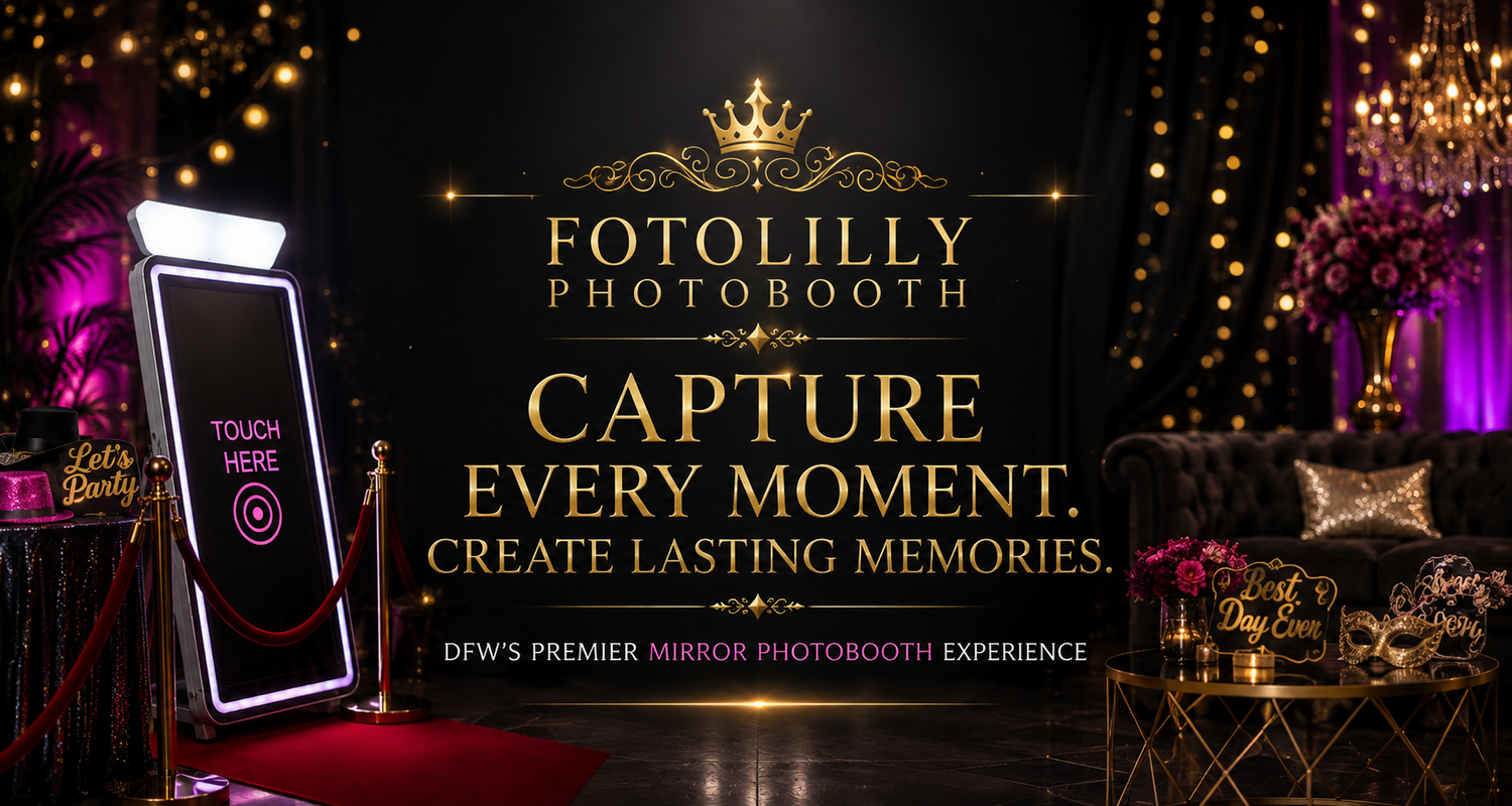 Mirror Photo Booth rental serving Dallas Fort Worth with premium DSLR photography digital sharing and unlimited keepsake photo prints