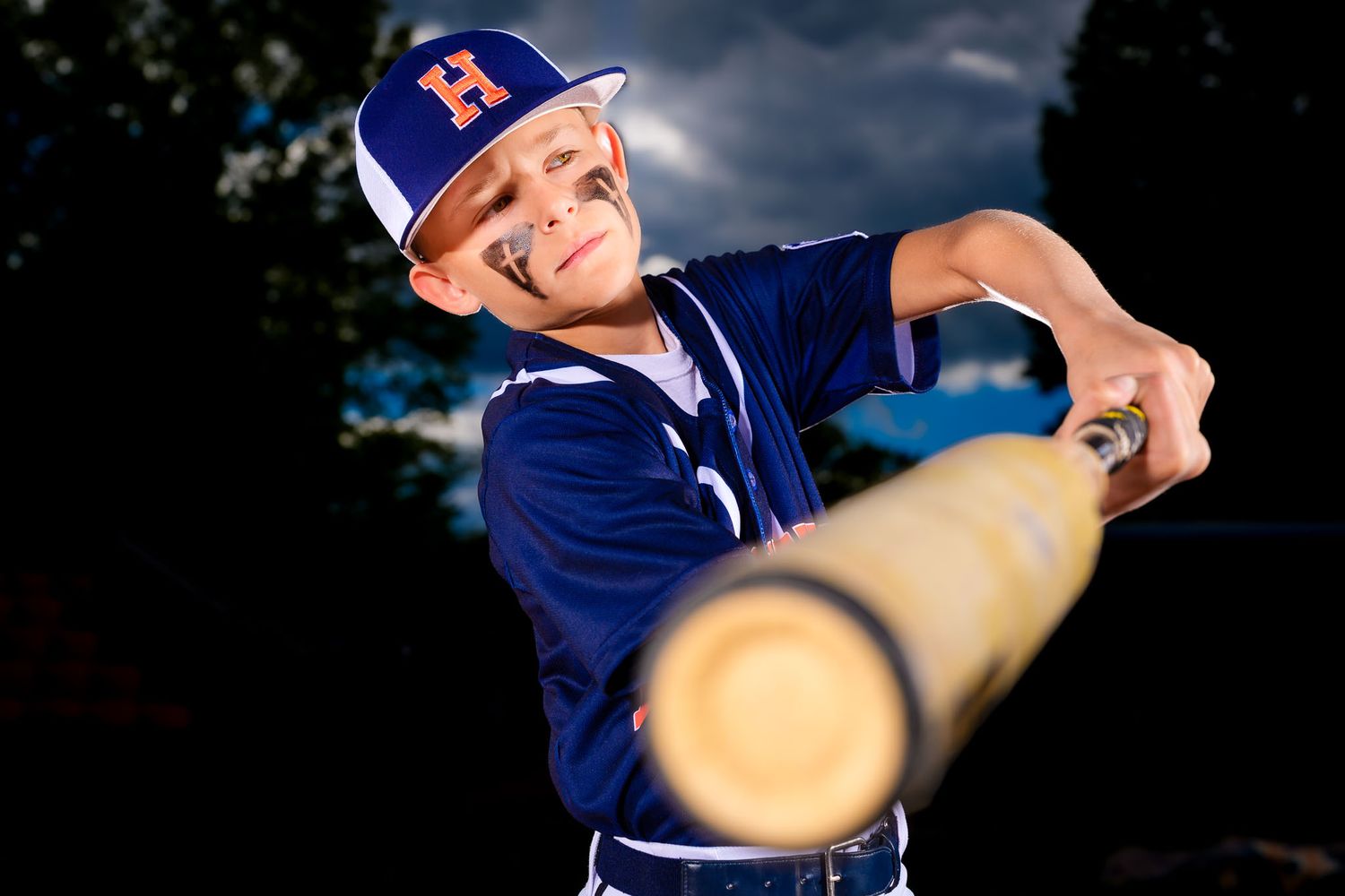 Hershey Little League All-Star batter swings yellow bat at Memorial Field, by Deanna Fox, SportsFox Photography based in Hershey PA
