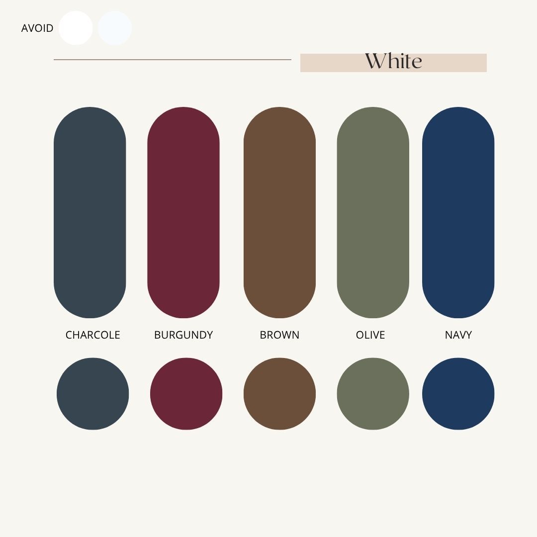 Color palette showing rounded rectangular swatches in lavender, silver, emerald, crimson and sapphire hues with labels.