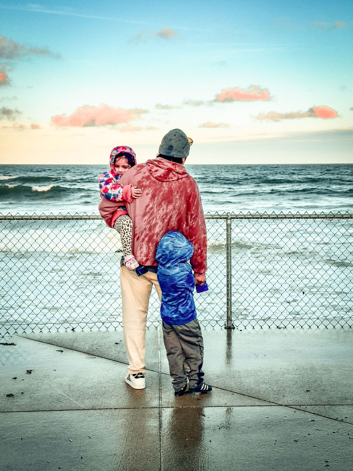 Father and children photograph at Wells Beach Maine