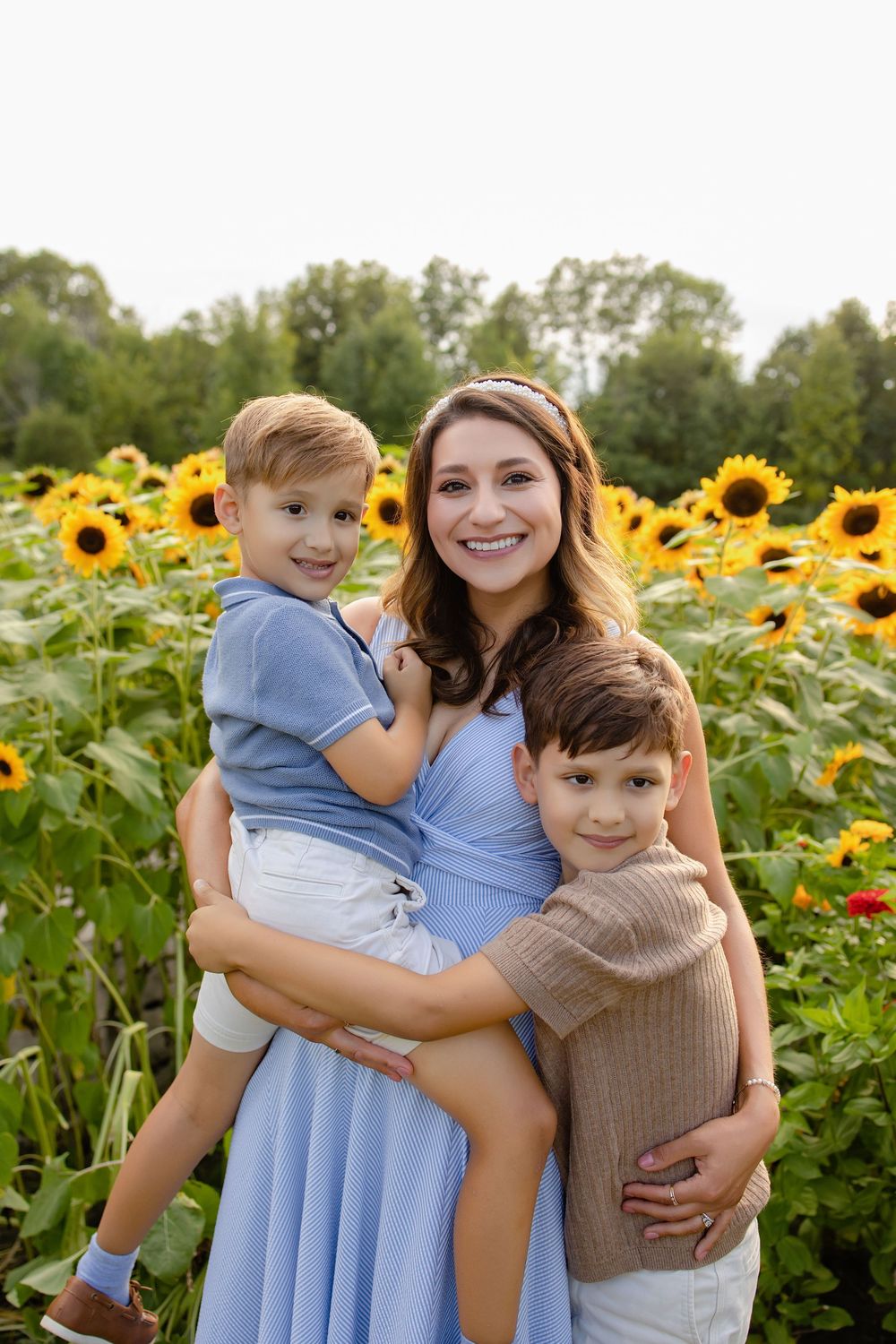 Family photos in flower field Oconomowoc WI