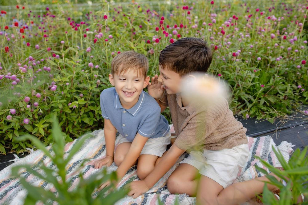 Family photos in flower field Oconomowoc WI