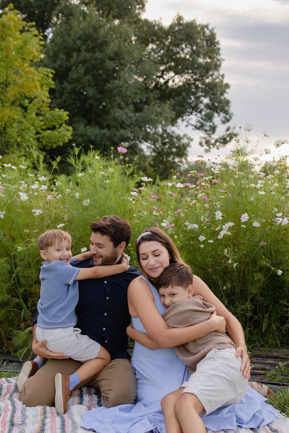 Family photos in flower field Oconomowoc WI