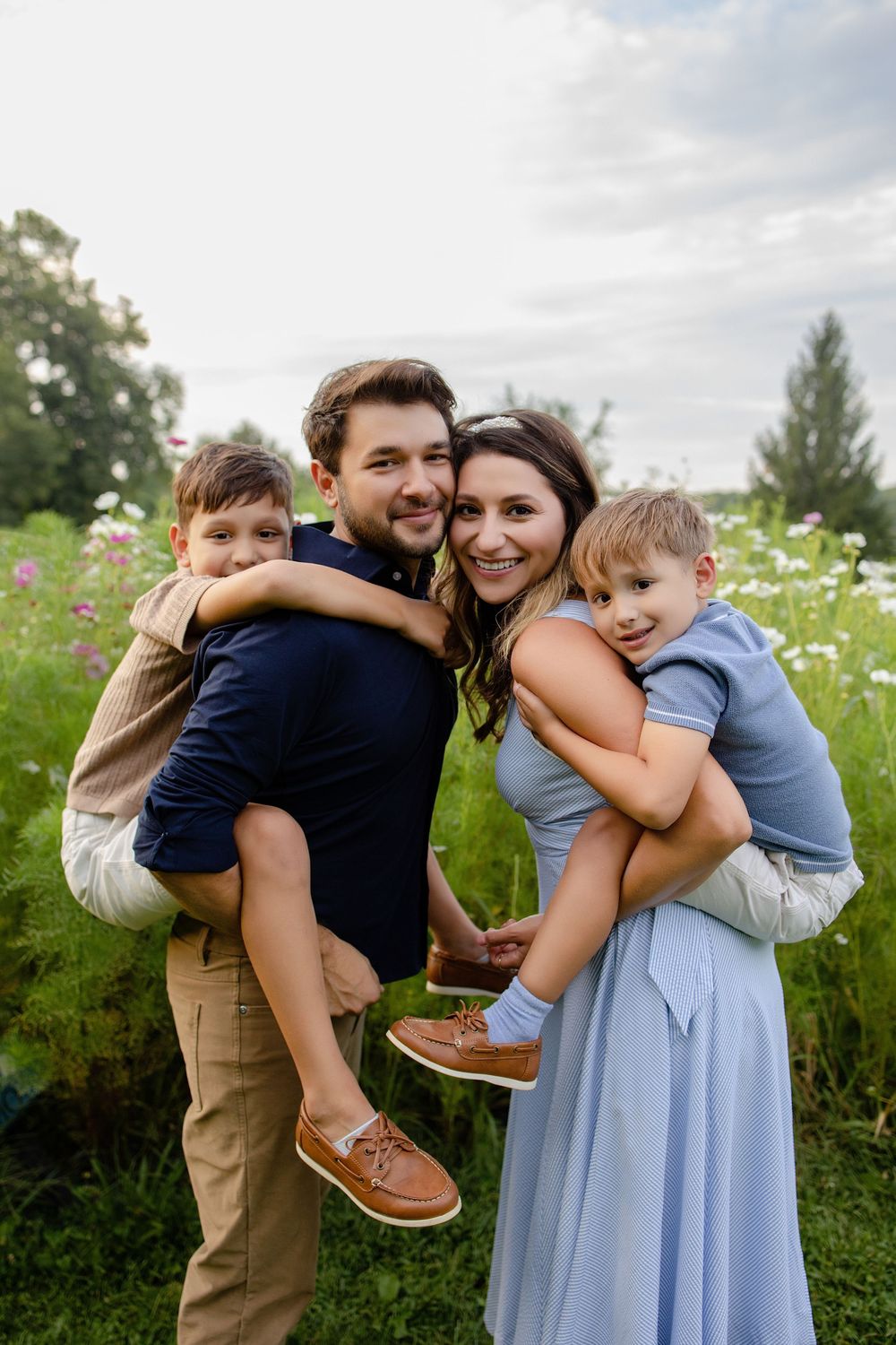 Family photos in flower field Oconomowoc WI
