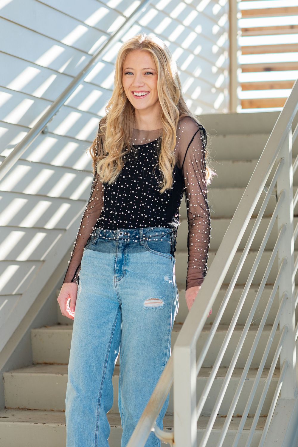 High school senior portrait in urban setting
