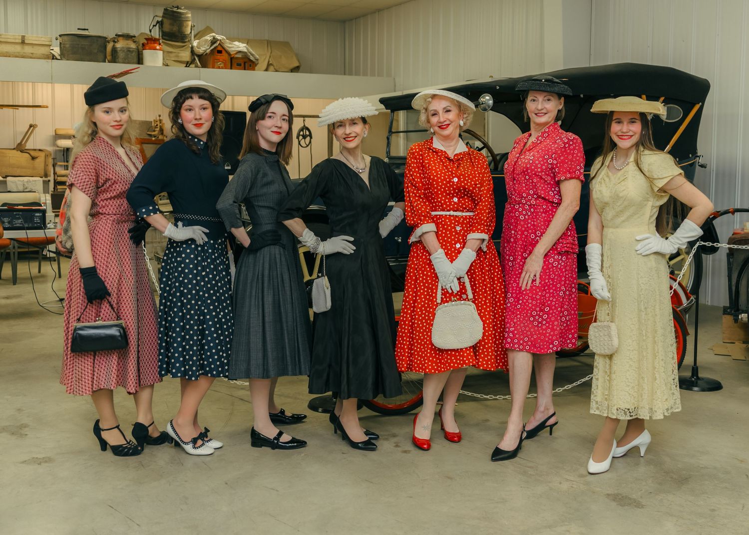 Group of women in vintage attire photographed at a community event in rural Alberta”