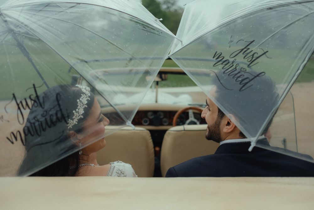 just married umbrellas
