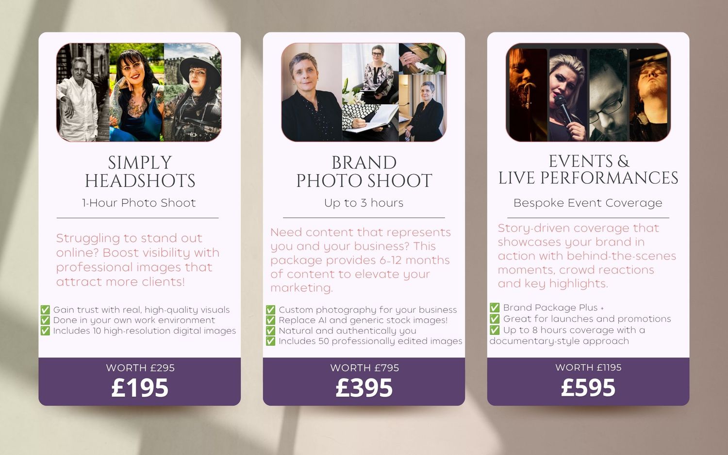 BuckleyPix brand photography price packages for headshots, personal branding and events in South Wales.
