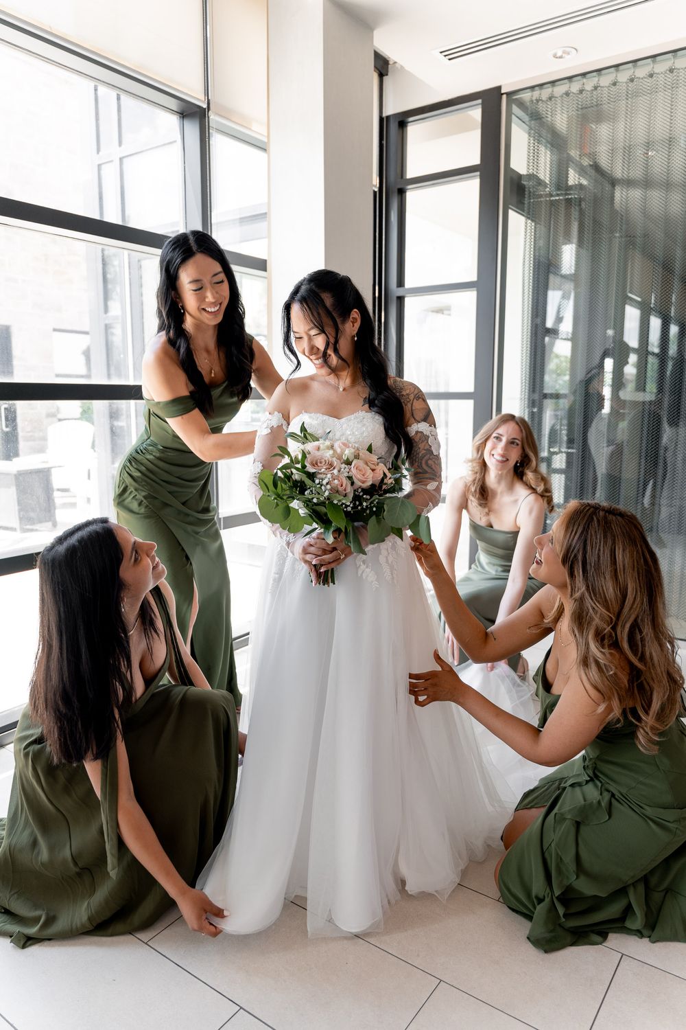 candid bridal party during an asian wedding in hamilton