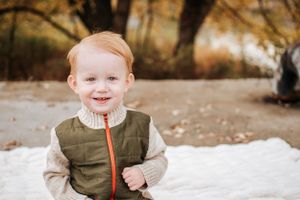 Happy candid portrait of a toddler in Richland, Washington at Chamna Natural Preserve.