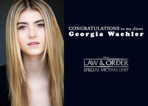 Law & Order SVU casting announcement with headshot against dark background.
