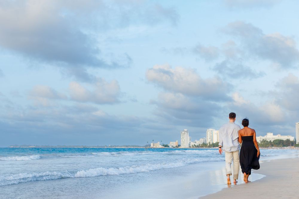 Couples portrait on the beach. San Juan, Puerto Rico.