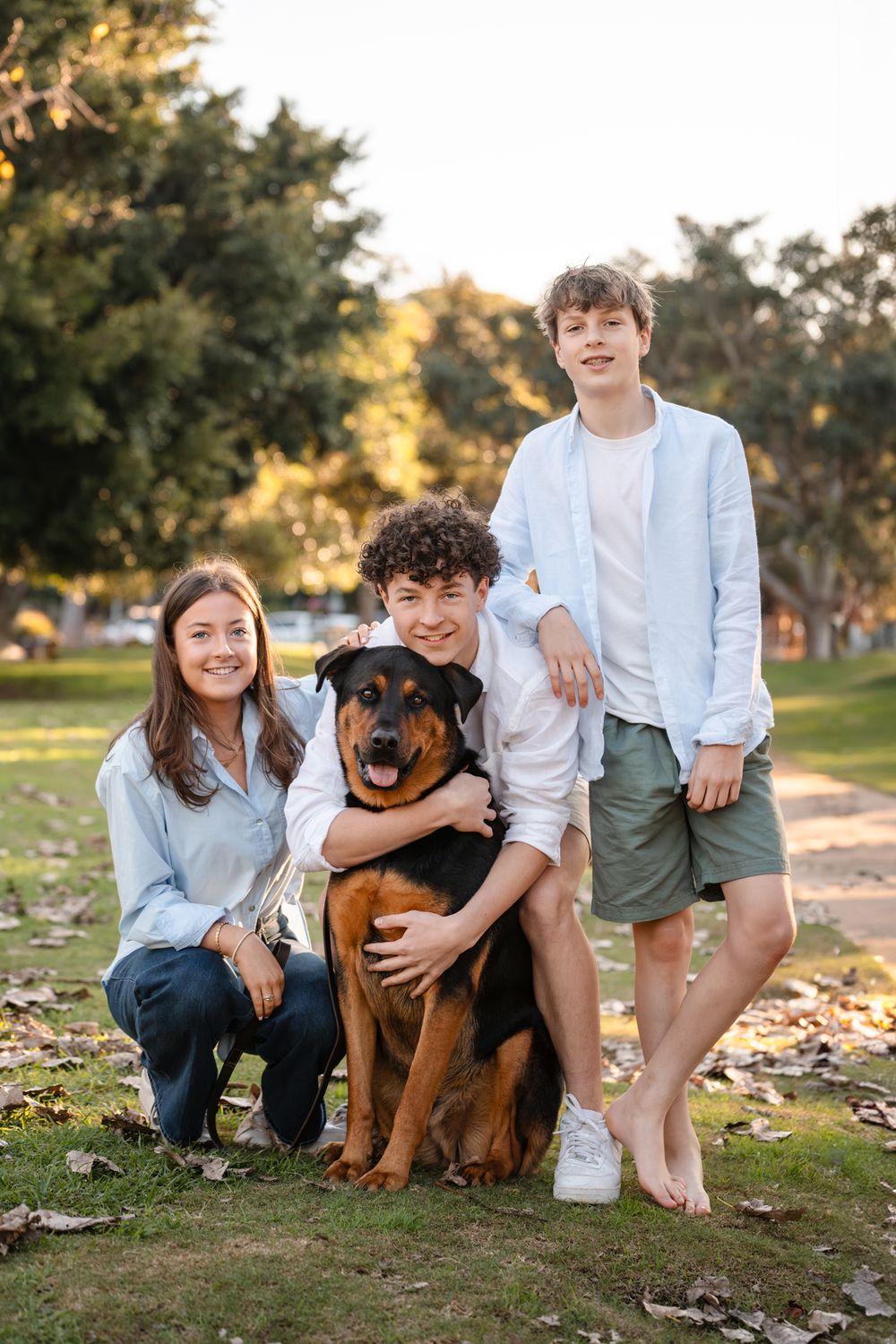 teenagers and their dog captured in balmoral during a family photoshoot