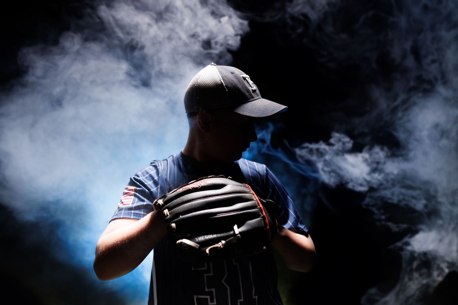Baseball player at night