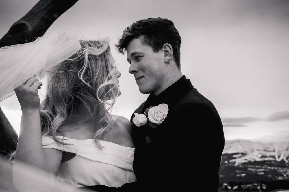 Wedding Photography - Wedding Portraiture of Bride and Groom in Crowsnest Pass, Alberta.