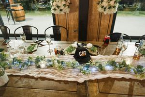 end of the night tables at a wedding at Amuri Estate in Hanmer Springs