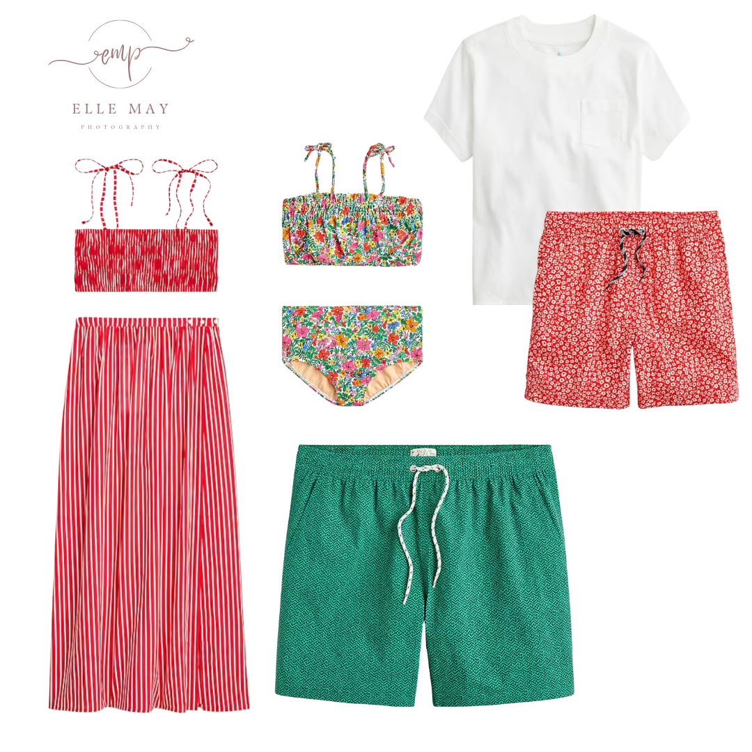 A fun poolside style board for a photo session around your backyard pool.