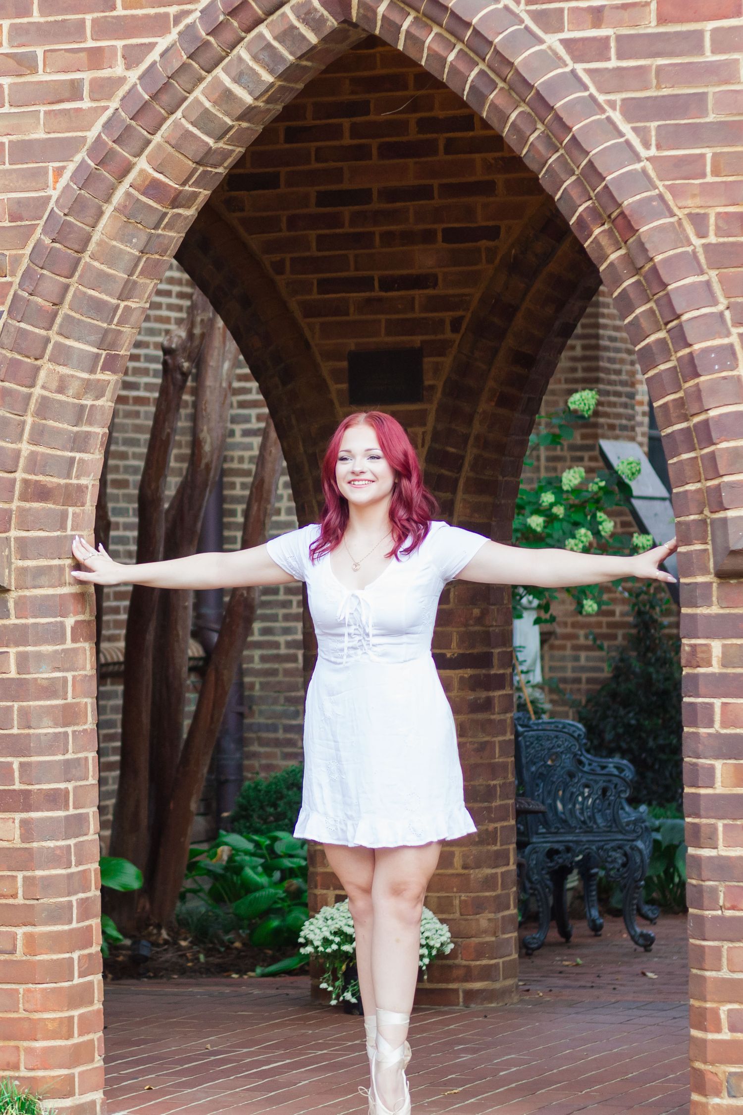 High school senior female on pointe shoes.