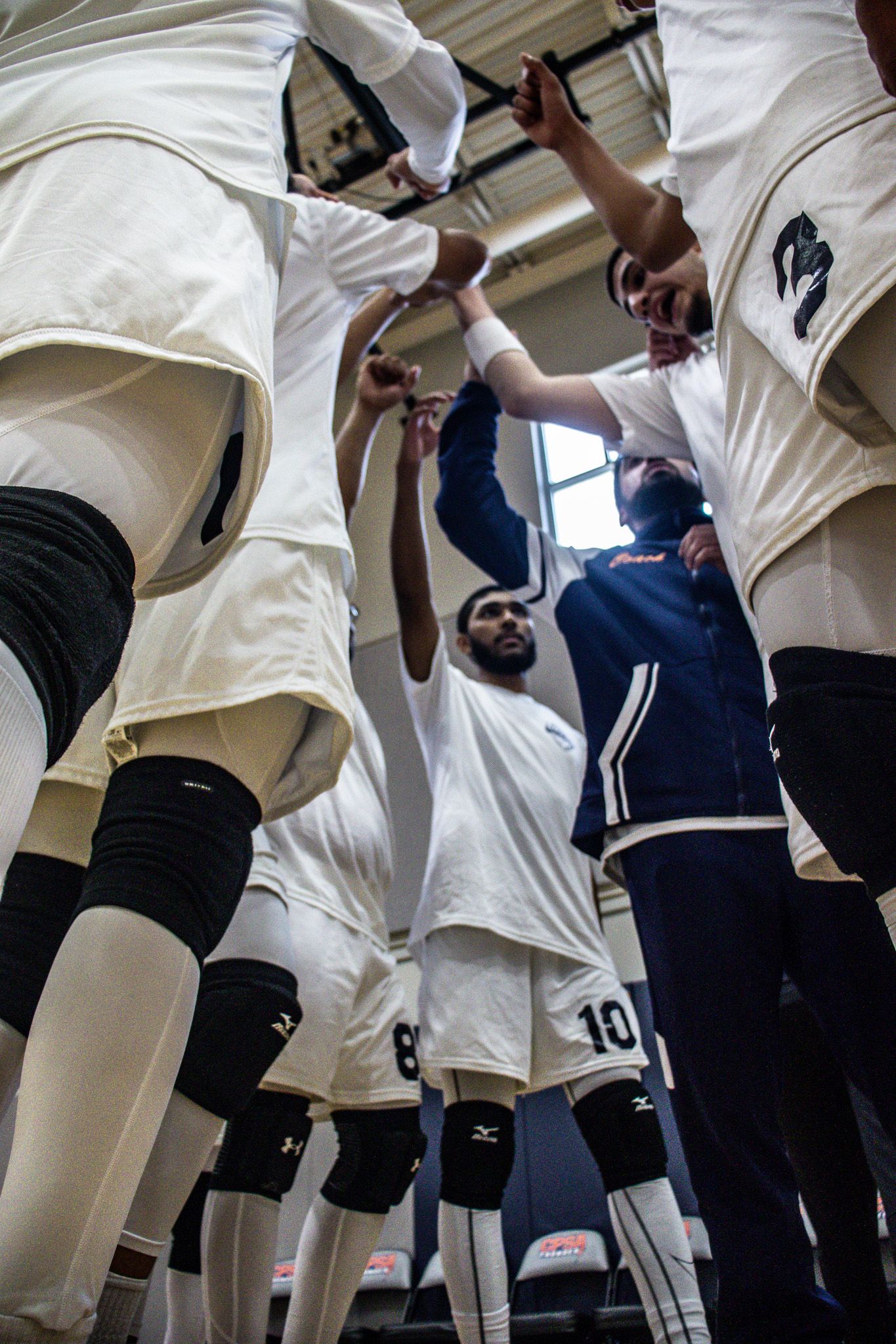 CPSA's volleyball huddle.