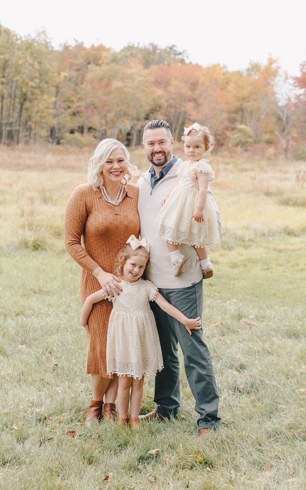 Family of five posed in a fall field in Mechanicsburg