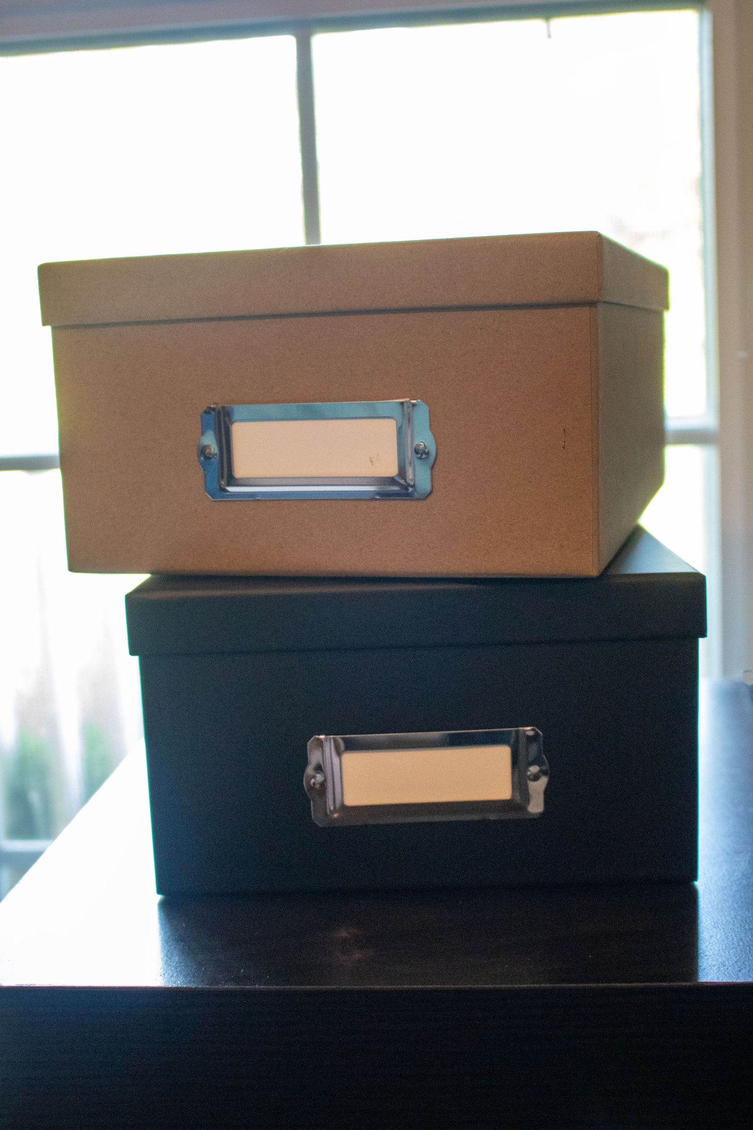 two photo storage boxes