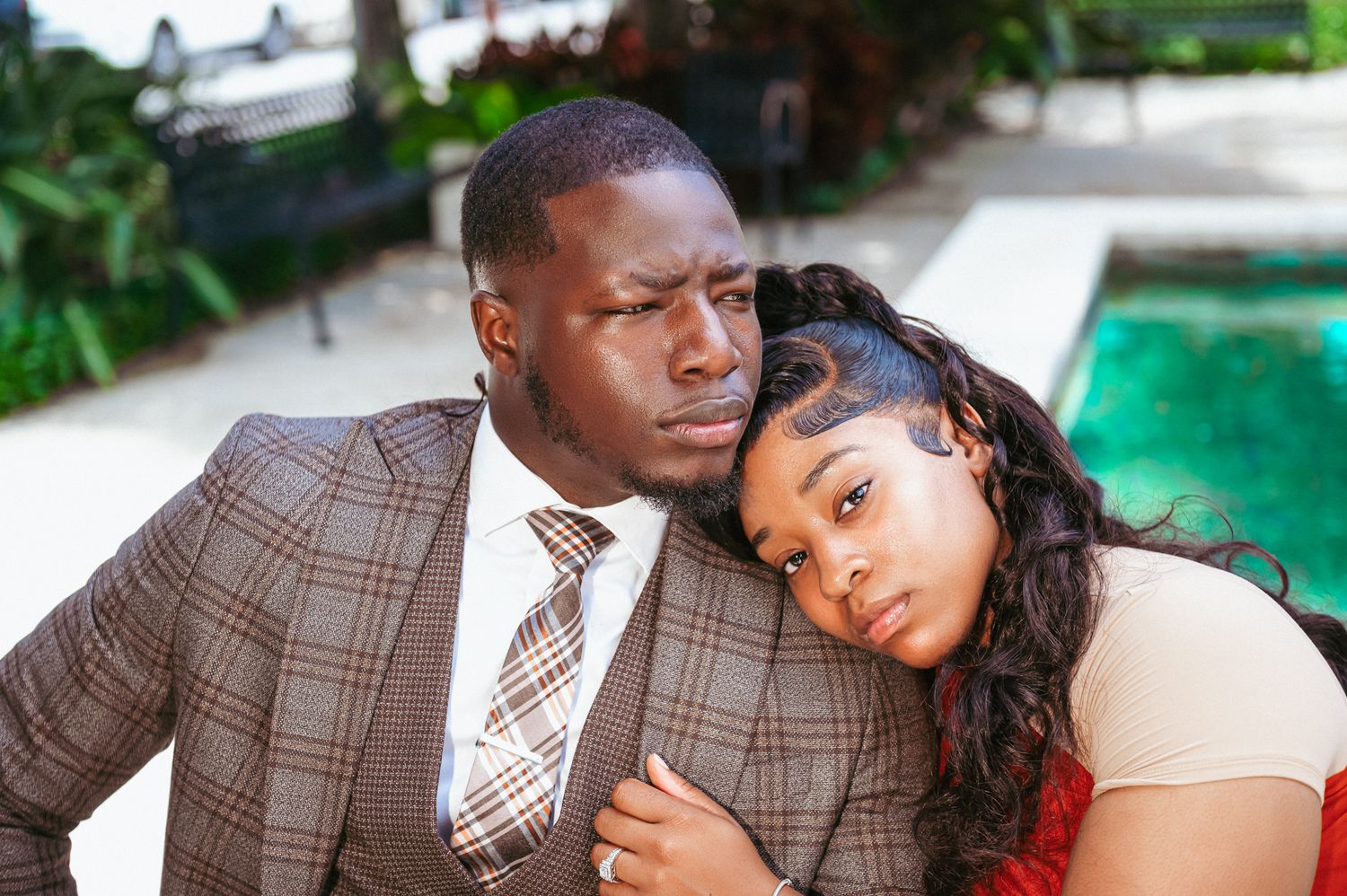 Vintage car drop-off and entrance by wedding photographers in South Florida