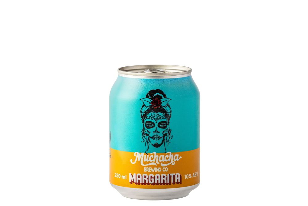 A single canned cocktail drink with teal and orange branding shown against a white background.