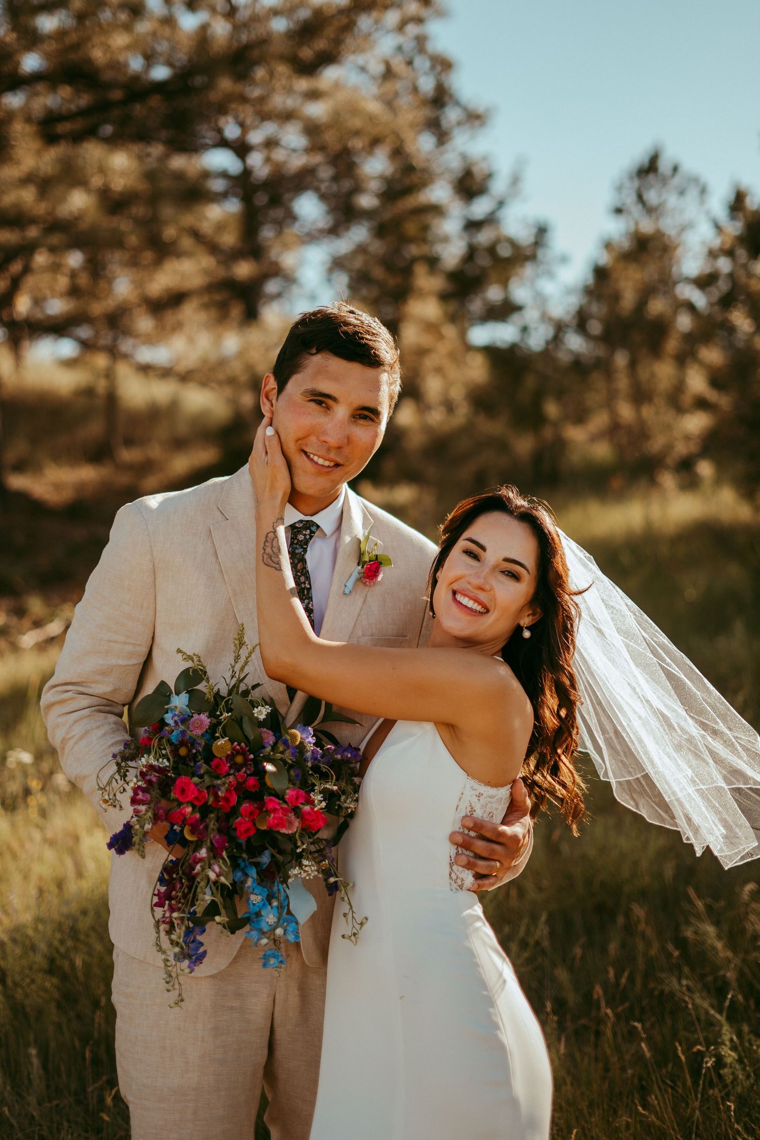 Outdoor wedding ceremony in Wyoming with mountain views and rustic charm