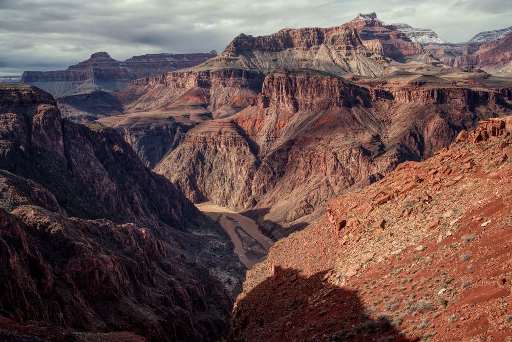 Beautiful sky over the the colorful Grand Canyon.
