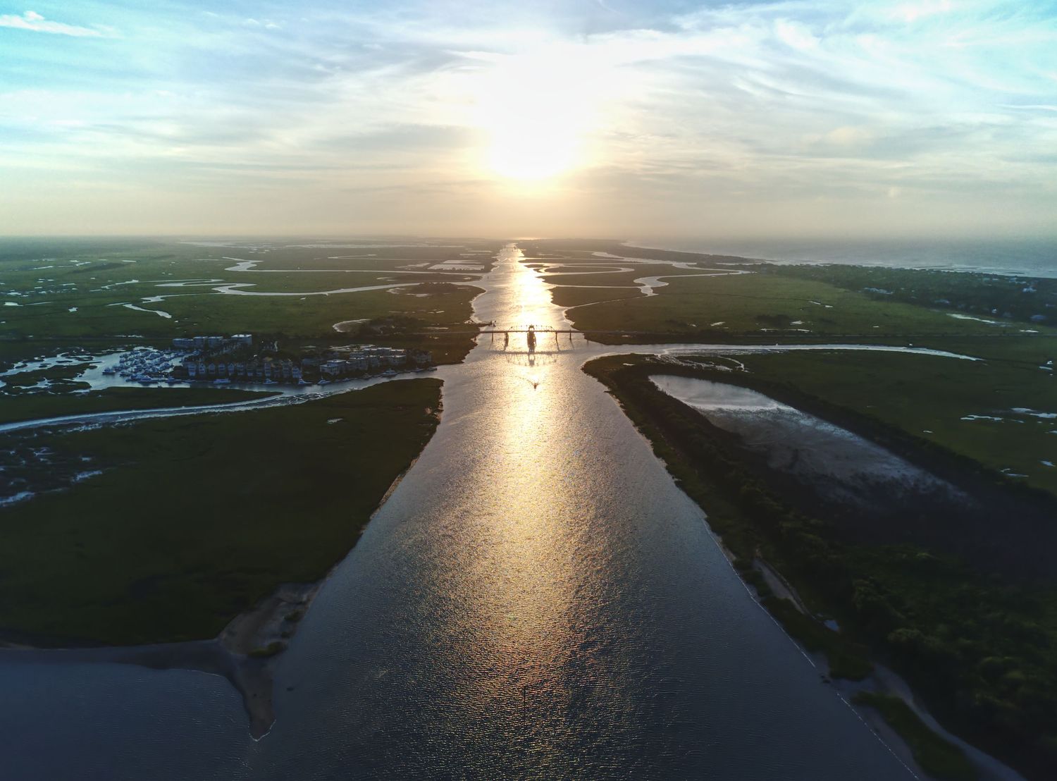 A beautiful sunset over a  Intracoastal Waterway.