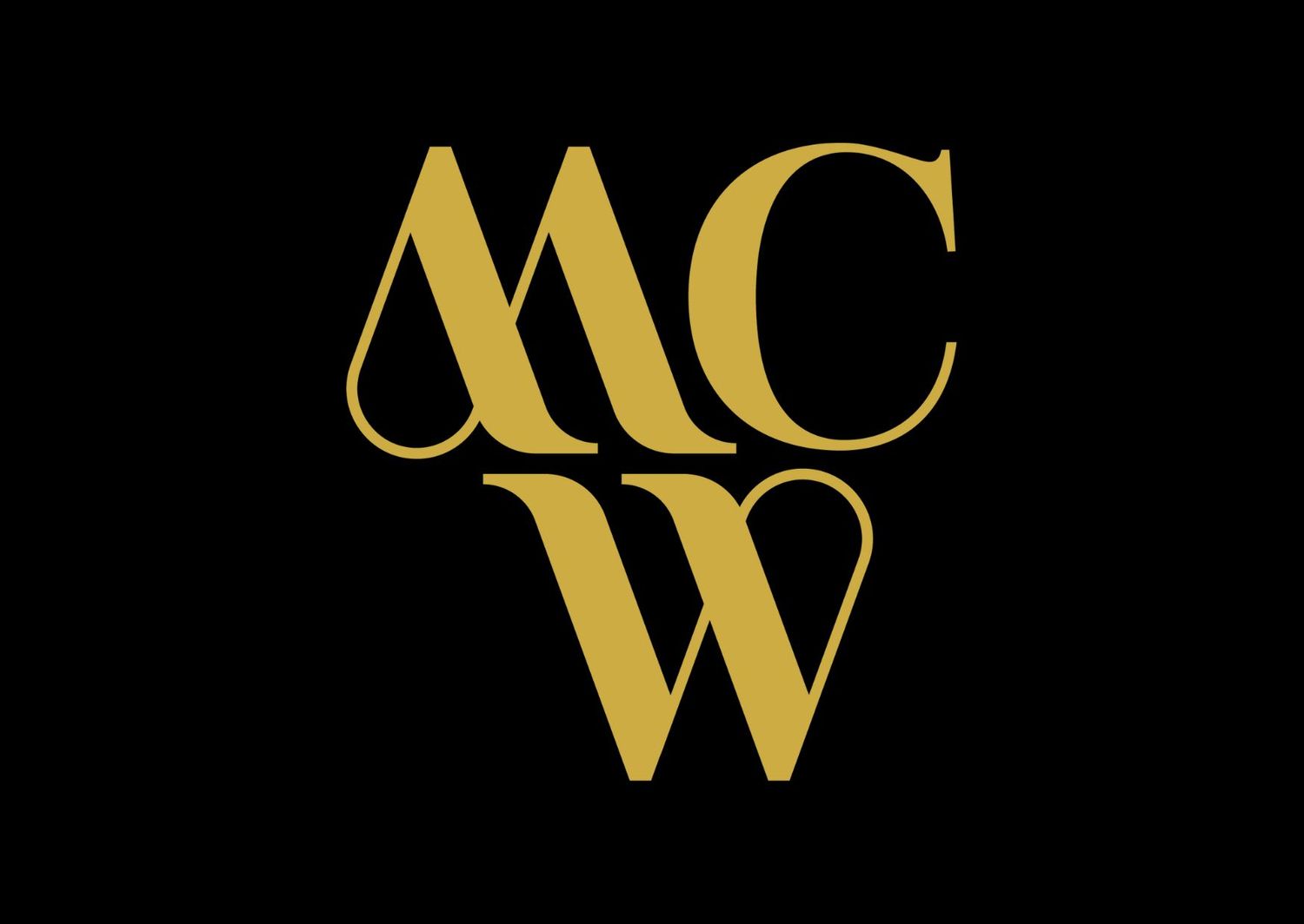 Luxurious gold MCW logo design featuring elegant typography.