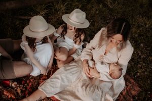 An above view of a mum and her daughter's.