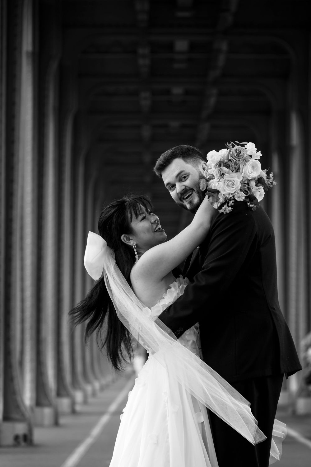 Black and White wedding picture captured by Julien LB Photography Paris, best wedding and Elopement photographer